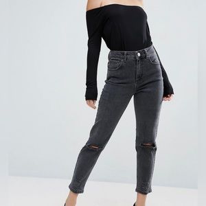NWOT ASOS High Rise Distressed Slim Mom Jeans